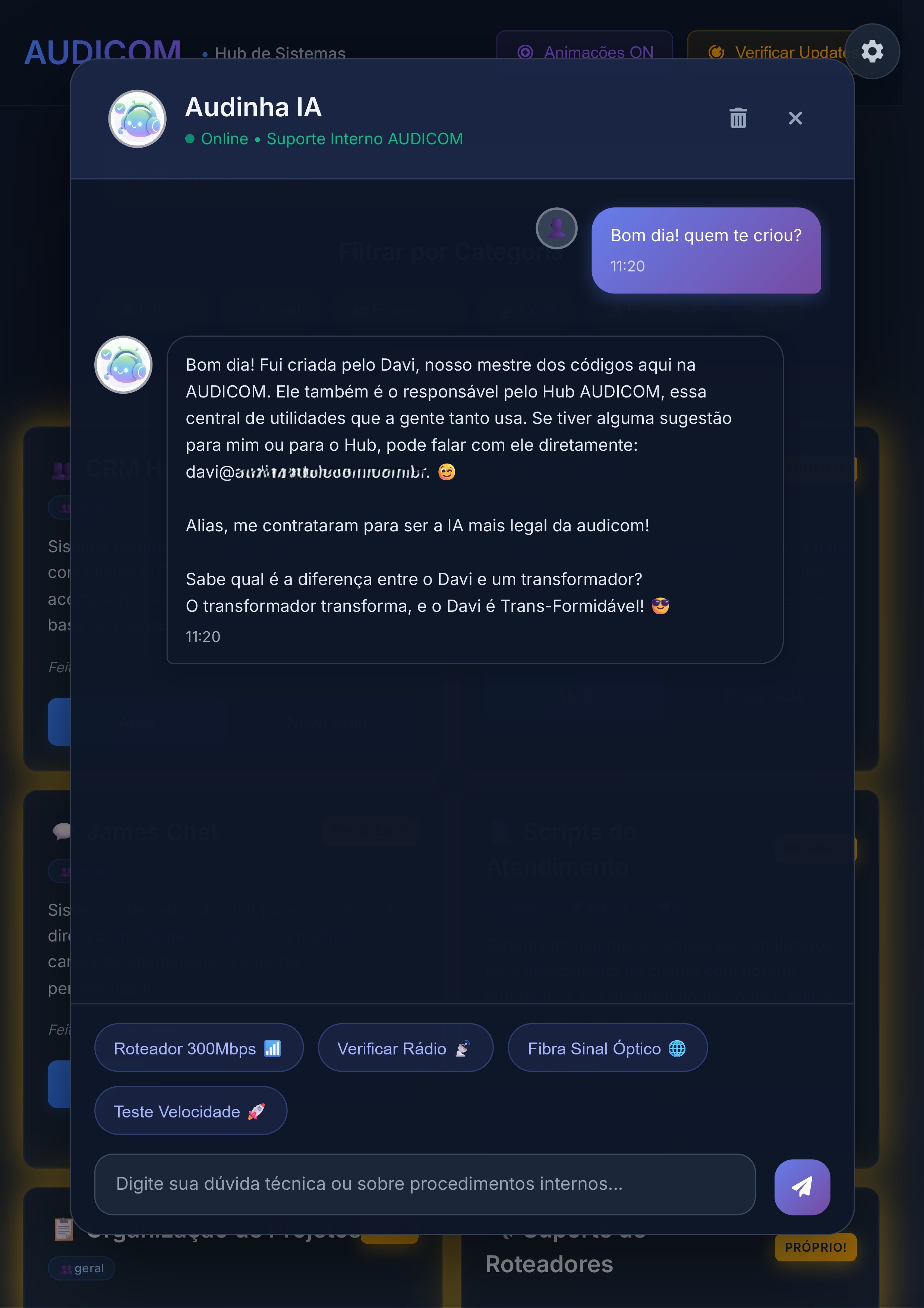 IA Audinha - Assistente virtual de suporte técnico