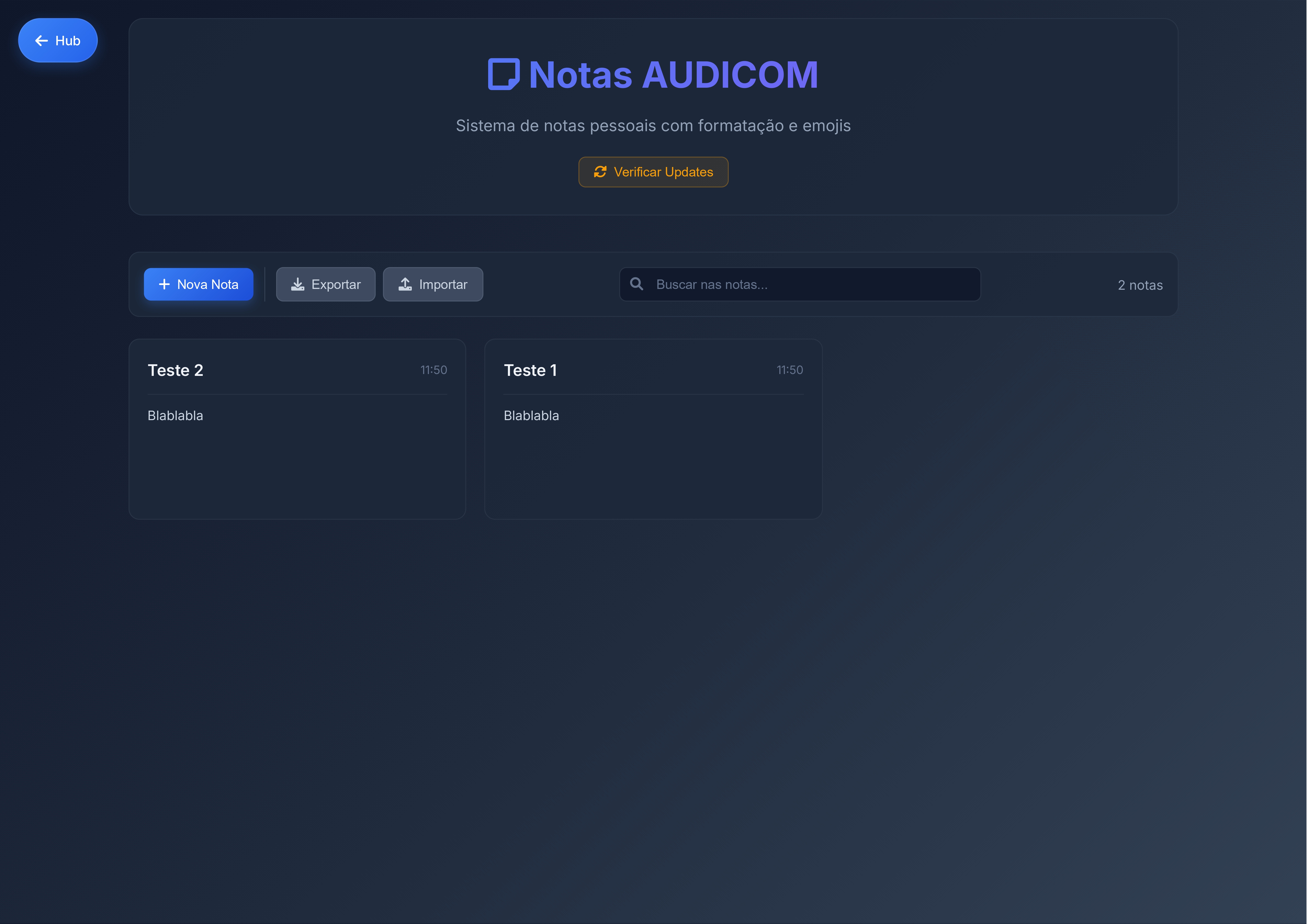 Sistema de Notas - Interface de documentação