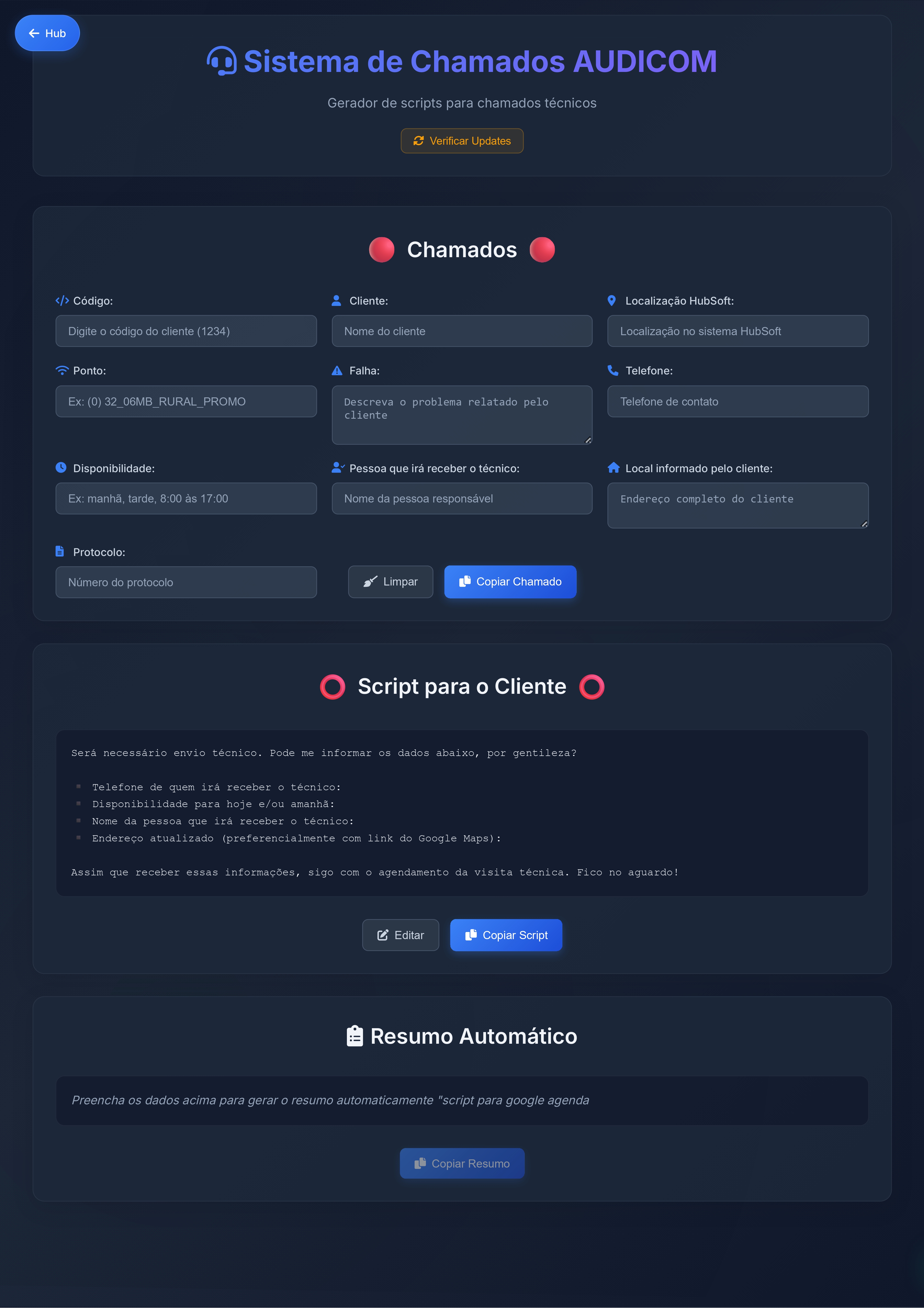 Sistema de Chamados - Dashboard de controle